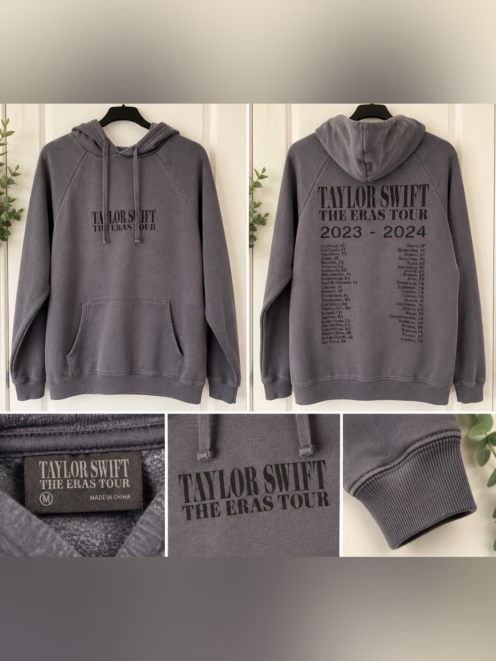 Taylor Swift The Eras Tour Style Charcoal Grey Hoodie